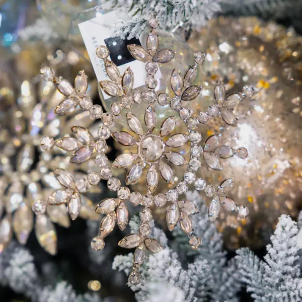 Подвес СНЕЖИНКА D14 см, металл, акрил, серебряный, радужный