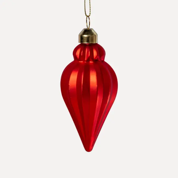 Подвес КОНУС 6x8 см, стекло, флок, красный