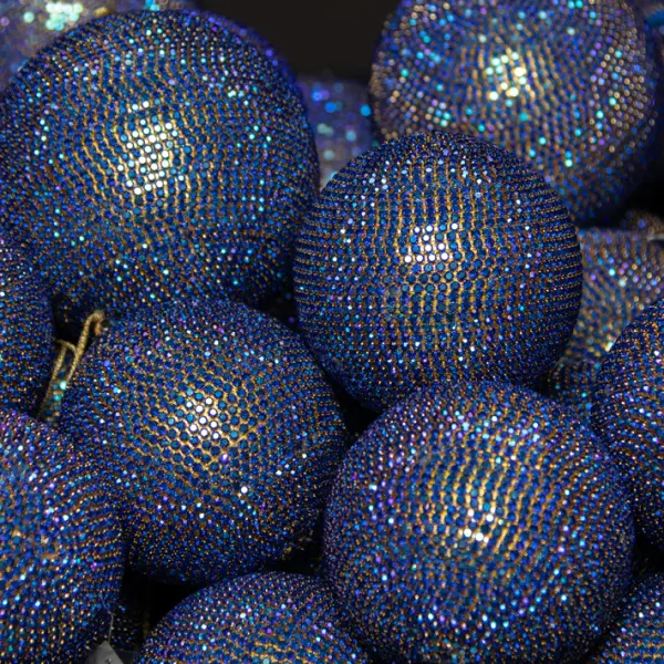 Шар D10 см c кристаллами, пластик, стекло, синий, мультиколор