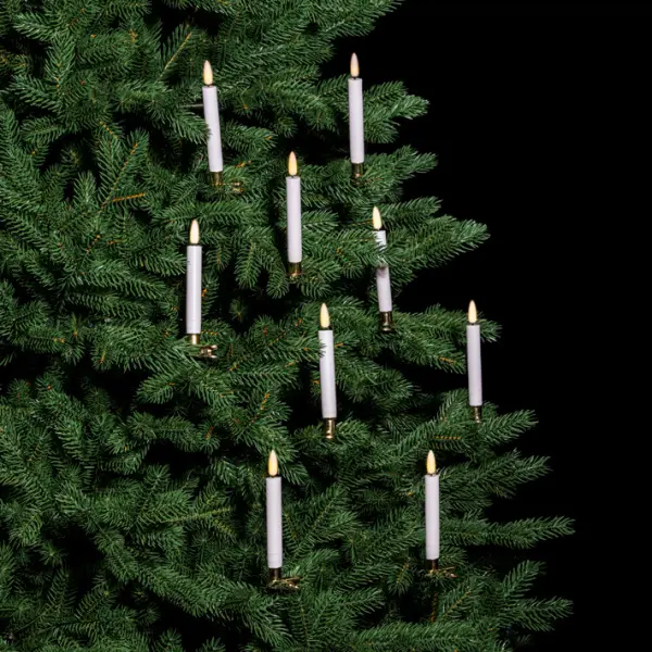 Набор светодиодных свечей на клипсе, 10 шт, 1,5х11,5 см, пластик, белый