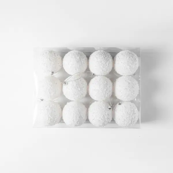 Шары в наборе D8 см, 12 шт, пластик, белый