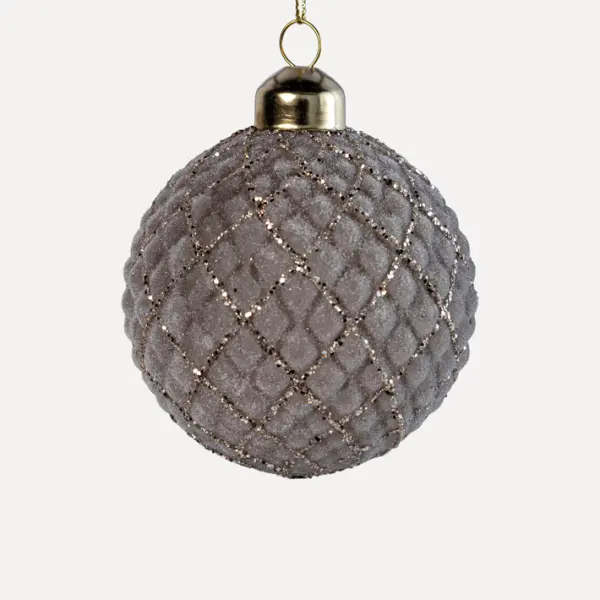 Шар D8 см, стекло, серый