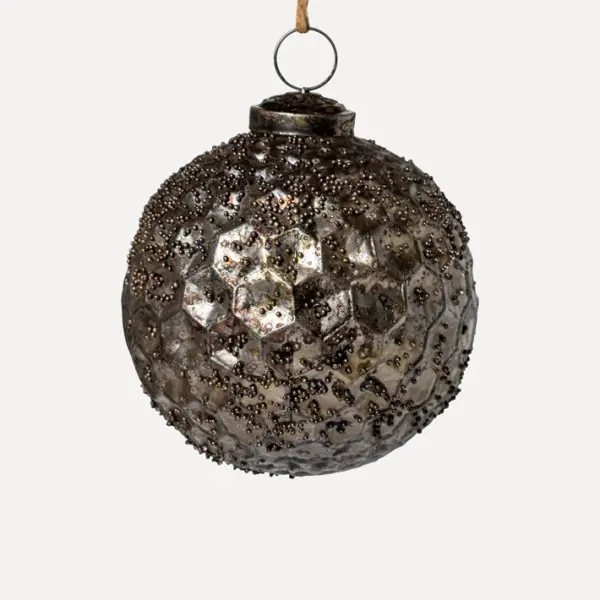 Шар СОТЫ D11 см, стекло, серый