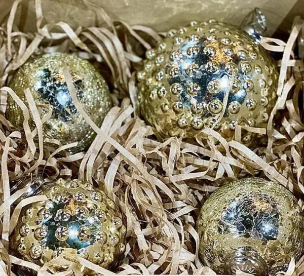 Шар D10 см, стекло, золотой, металлик