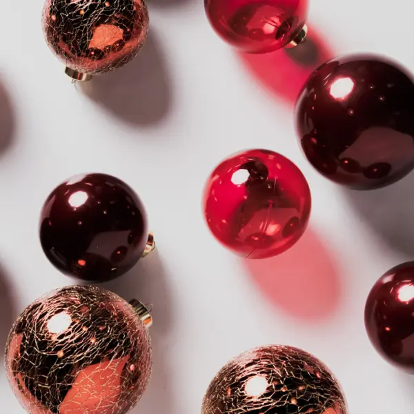 Шары в наборе D10 см, 9 шт, пластик, красный