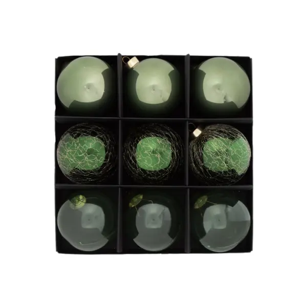 Шары в наборе D8 см, 9 шт, пластик, зеленый