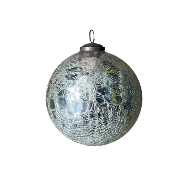 Шар КРАКЛЕ D12 см, стекло, серебряный