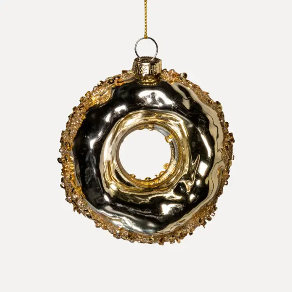 Подвес ПОНЧИК 8x10 см, глиттер, стекло, шампань