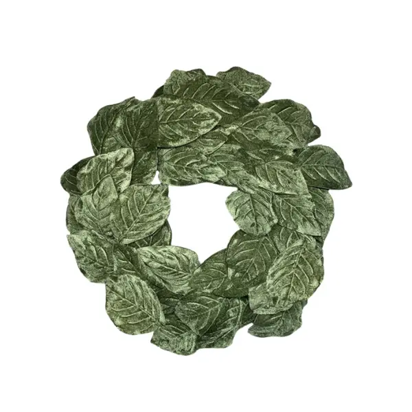 Венок с листьями D66 см, бархат, эвкалиптовый