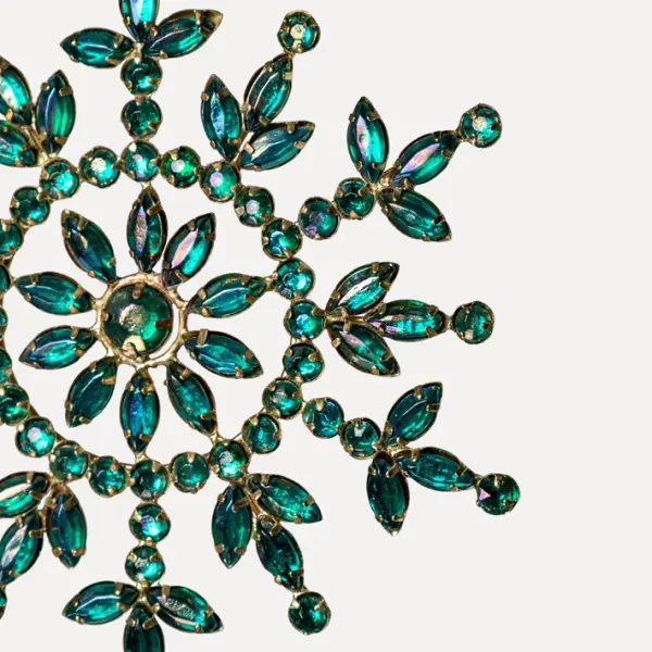 Подвес СНЕЖИНКА D14 см, металл, акрил, изумрудный, радужный