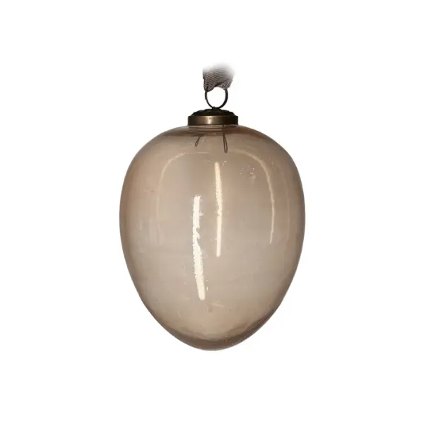 Подвес ЯЙЦО H15 см, стекло, прозрачный, розовый