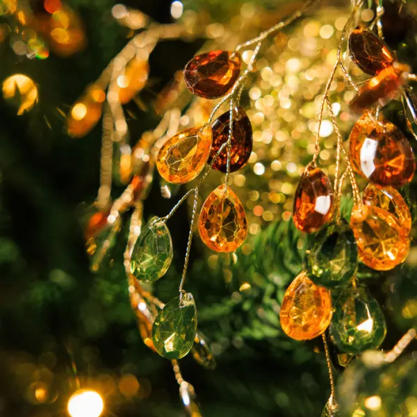 Подвес ВЕТКА L15 см из кристаллов, акрил, золотой, зеленый, коричневый