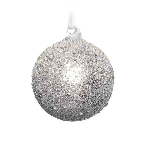 Шар D8 см, стекло, серебряный