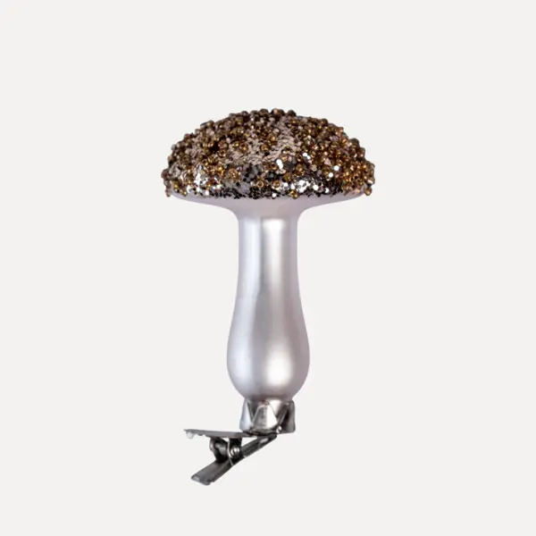 Подвес на прищепке ГРИБ 6x9 см, стекло, коричневый, белый