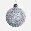 Шар с глиттером D8 см, стекло, голубой
