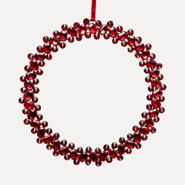 Подвес КОЛЬЦО с кристаллами D20 см, металл, стекло, красный