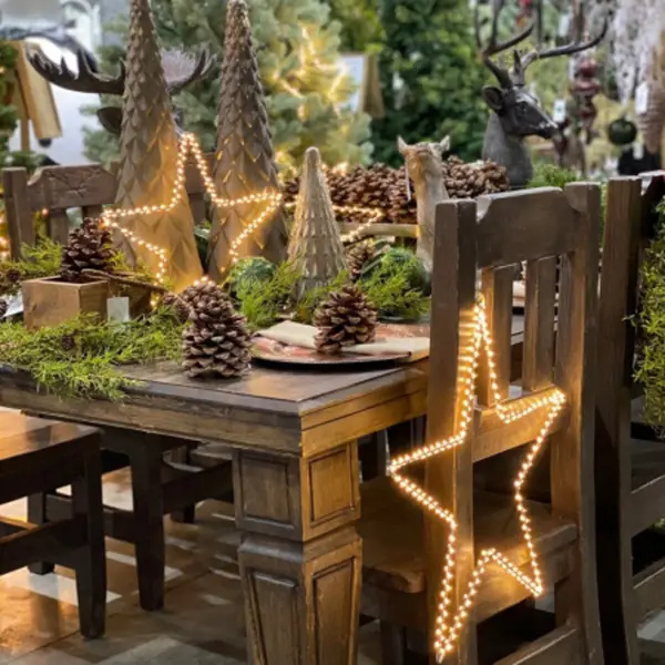 Звезда LED D30 см в наборе, 2 шт, на батарейках, шнур L30 см, металл, серебряный