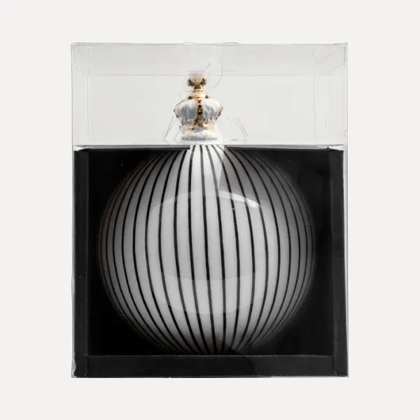 Шар D15 см, стекло, белый, черный