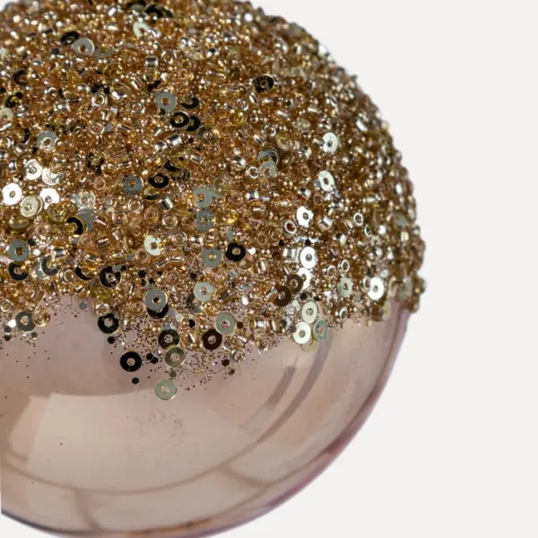 Шар D8 см с глиттером, стекло, золотой