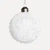 Шар с глиттером D8 см, стекло, белый