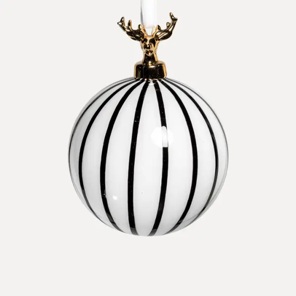 Шары в наборе D10 см, 3шт, стекло, белый, черный