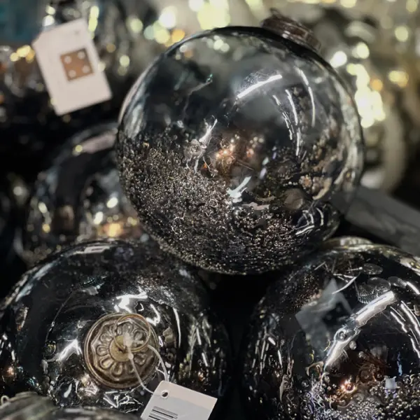 Шар D12 см, стекло, серый