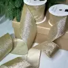 Глиттерная лента, W6,3 см, L10 м, полиэстер, шампань
