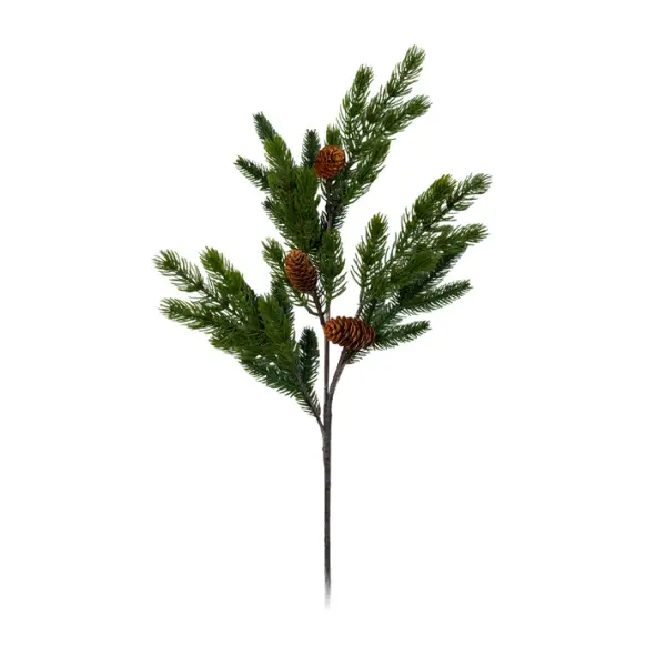 Ветвь хвойная с шишками H91 см, пластик, зеленый