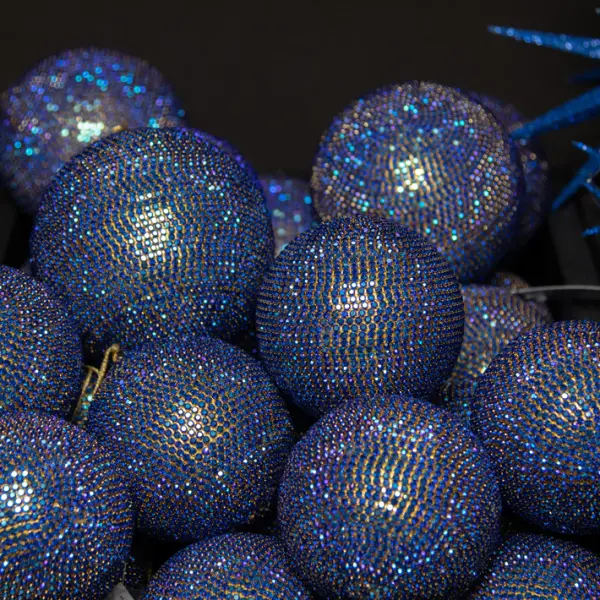 Шар D12 см c кристаллами, пластик, стекло, синий, мультиколор