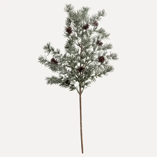 Ветвь хвойная ЛИСТВЕННИЦА с шишками, L65 см, пластик, серо-зеленый