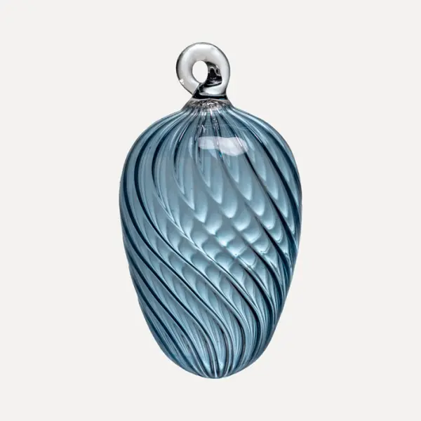 Подвес ручной работы ЯЙЦО 6x7 см, стекло, темно-голубой
