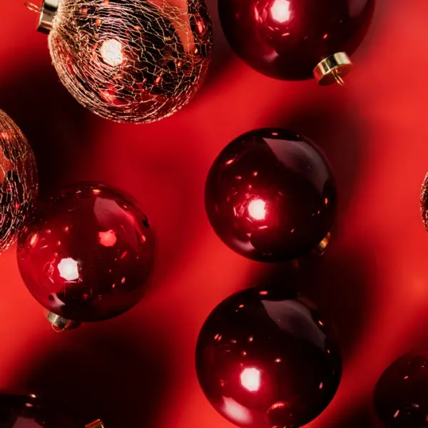 Шары в наборе D10 см, 9 шт, пластик, красный