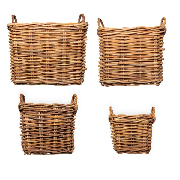 Комплект из 4-х плетёных корзин 70x50x60, 65x45x55, 60x40x50, 55x35x45 см, ротанг, рыжий