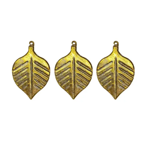 Подвесы в наборе ЛИСТЬЯ H10 см, 3 шт, стекло, золотой