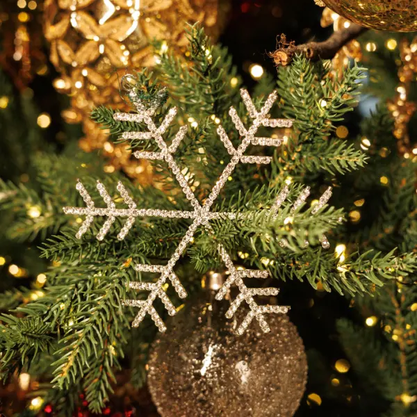 Подвес СНЕЖИНКА с кристаллами D13 см, стекло, металл, серебряный