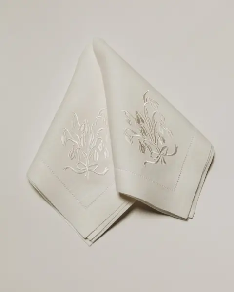 Набор льняных текстильных салфеток ПОДСНЕЖНИКИ, 45х45 см, 4 шт