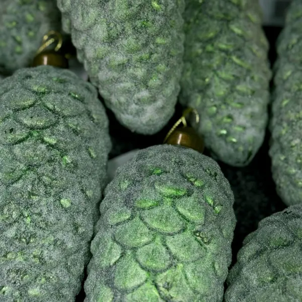 Подвес ШИШКА 7x15 см, стекло, зеленый