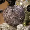 Шар D10 см с пайетками, пенопласт, темно-серый