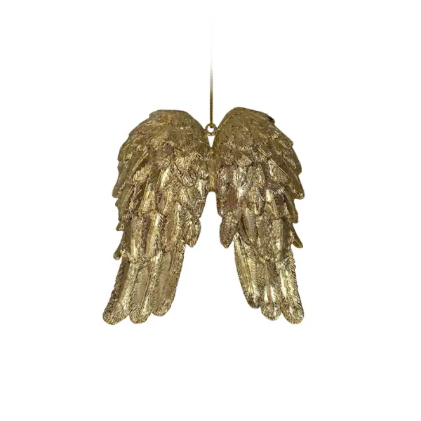 Подвес КРЫЛЬЯ Н13 см, глиттер, пластик, золотой