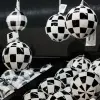 Шар в клетку D12 см, пластик, белый, черный