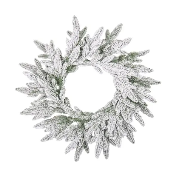 Венок рождественский РОМАНОВСКИЙ, заснеженный D65 см, пластик, белый