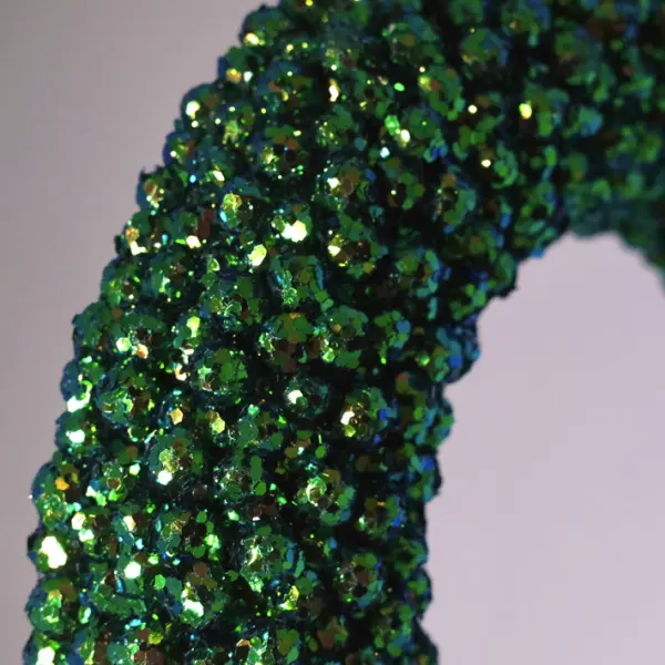 Венок D33 см с блёстками, пенопласт, зеленый