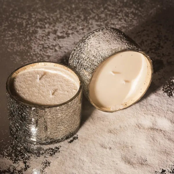 Свеча в стакане БЕРГАМОТ, D10xH8 см, стекло, серебро