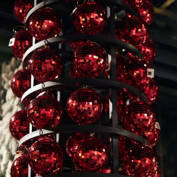 Шар ДИСКО D15 см, зеркальный, пенопласт, красный