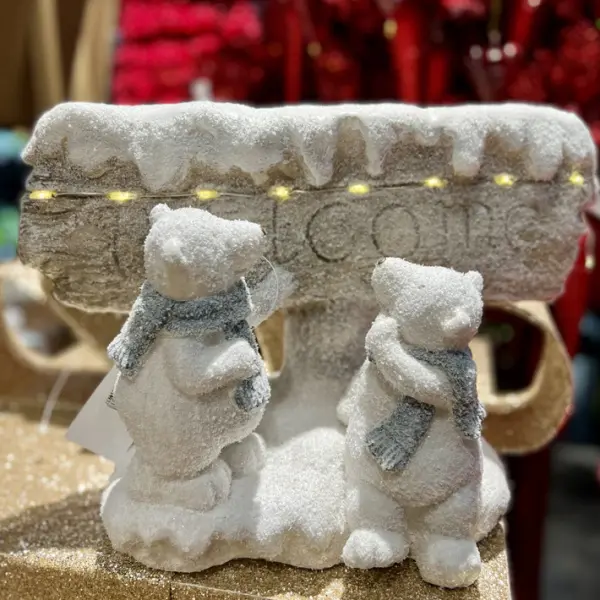 Фигура МИШКИ WELCOME Н28 см, полирезина, белый