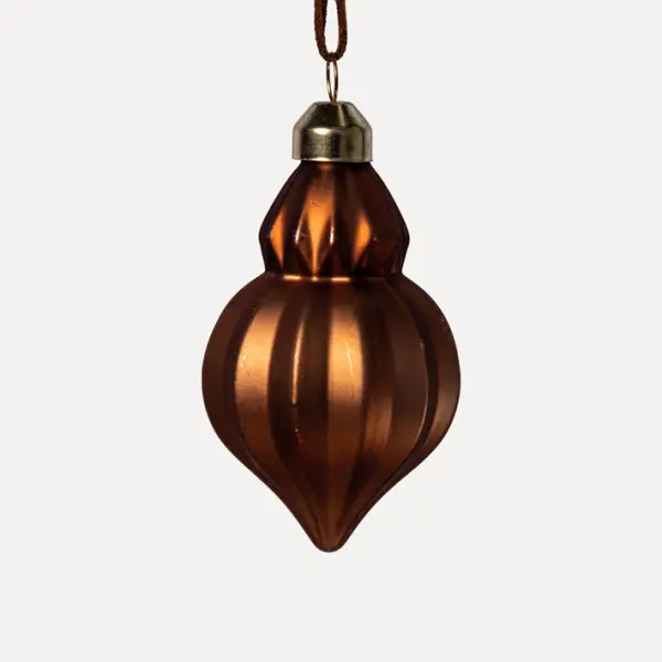 Подвес 6x8 см, стекло, флок, коричневый