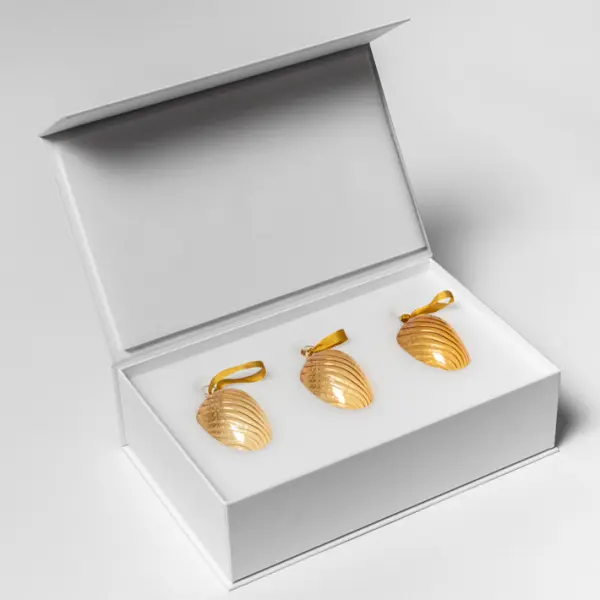 Набор украшений ручной работы ЯЙЦА, H6 см, 3 шт, светло-жёлтый, жёлтый, тёмно-жёлтый