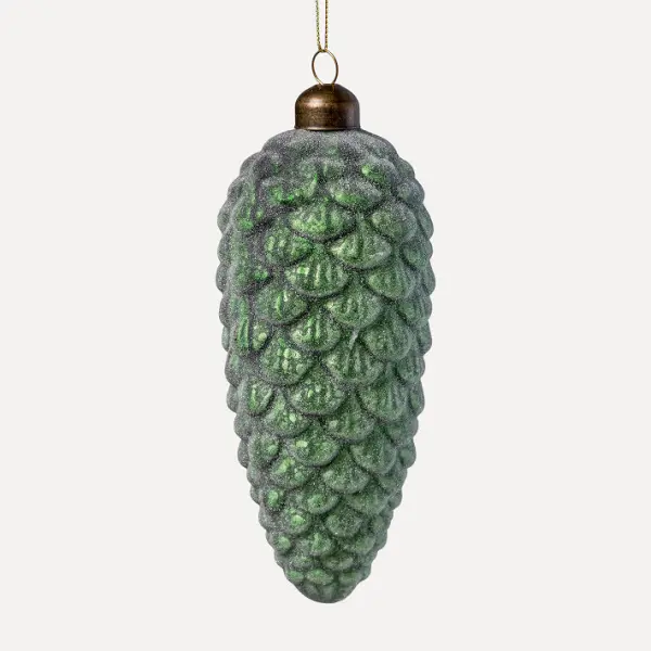 Подвес ШИШКА 7x15 см, стекло, зеленый