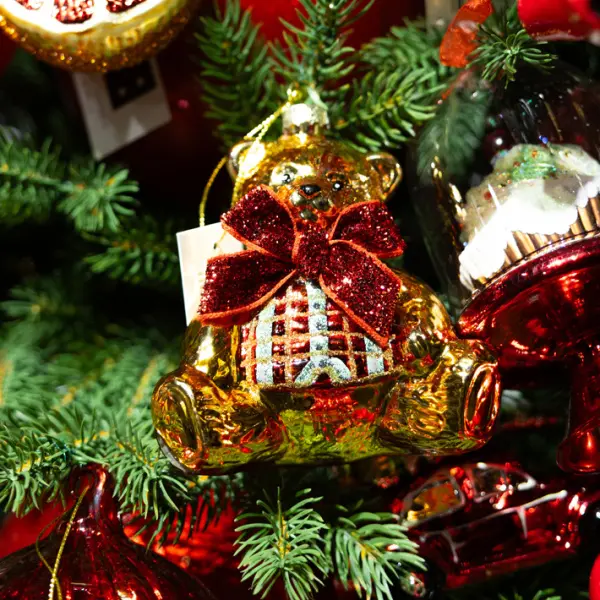 Подвес МИШКА 10х6х11 см, стекло, золотой