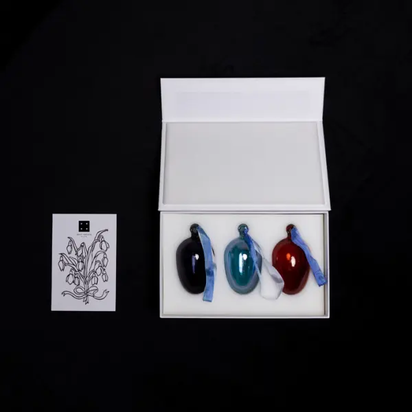 Набор украшений ручной работы ЯЙЦА, H8 см, 3 шт, коричневый, голубой, синий